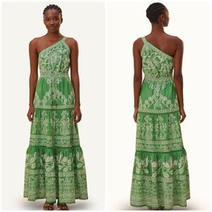 FARM Rio Green and White Maxi Dress